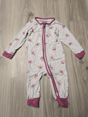 Coco Moon Hawaii Bamboo Floral Convertible Zip Romper 9–12M Pink Plumeria